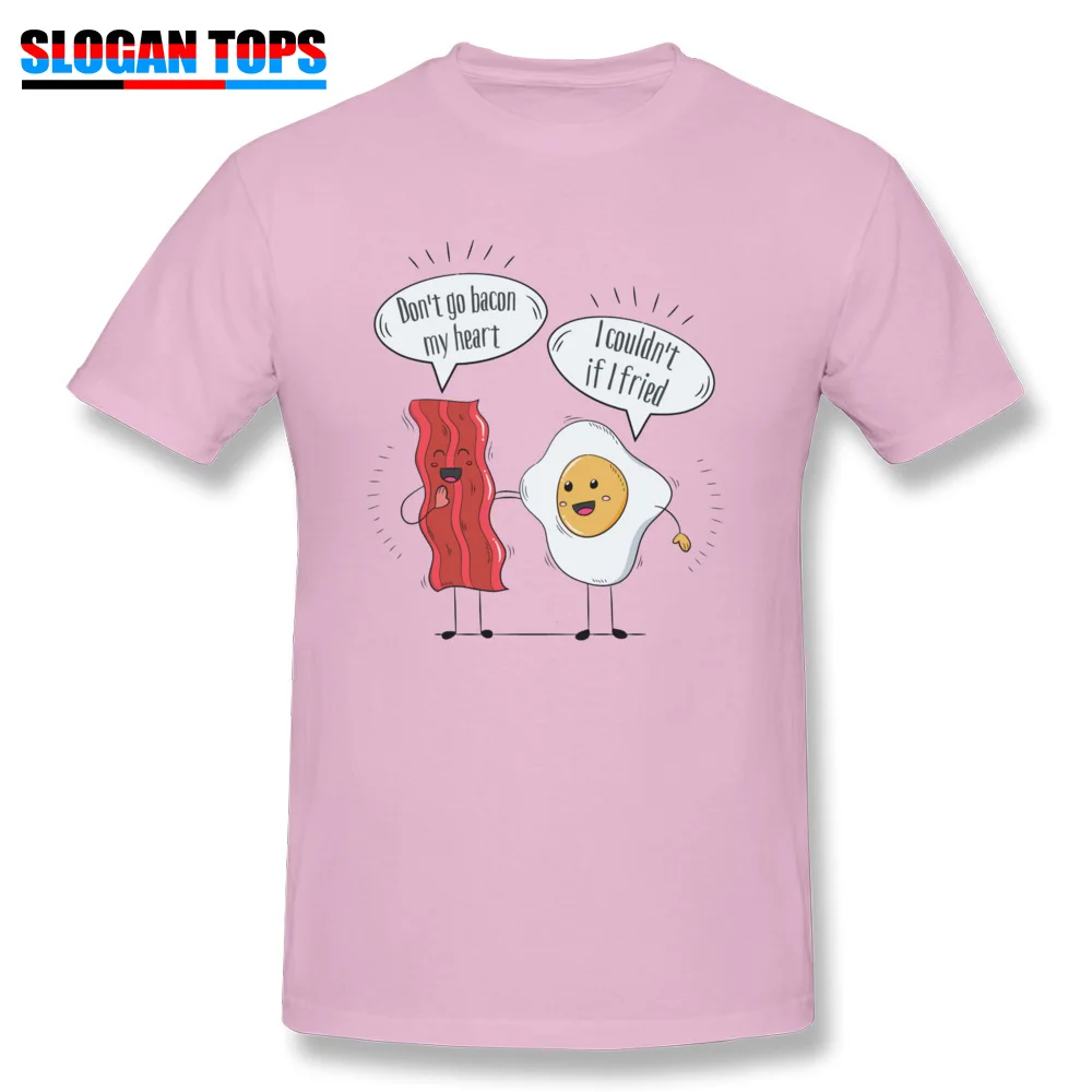 Tops T Shirt Design Clothing Shirt Father Day Retro Printing Short Sleeve Cotton Crew Neck Mens Tshirts Printing Dont go bacon my heart I couldnt if I frie pink