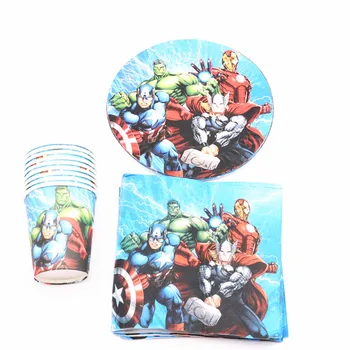 

40Pcs Avengers cartoon Party Decoration Plates Cups Napkins Cover Baby Shower Birthday Decors Kids Party Supplies