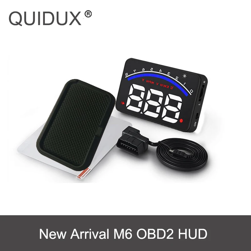 

QUIDUX 3.5" Head Up Display M6 Car HUD Speed Warning Windshield Projector OBD2 EUOBD Interface Plug Display Driving Data Display