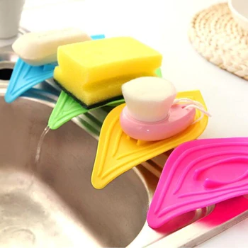

Colorful Leaf-Shaped Antiskid Soap Dish Soap Kitchen Tools Bathroom Gadgets Holder Hanging Storage Box Bathroom