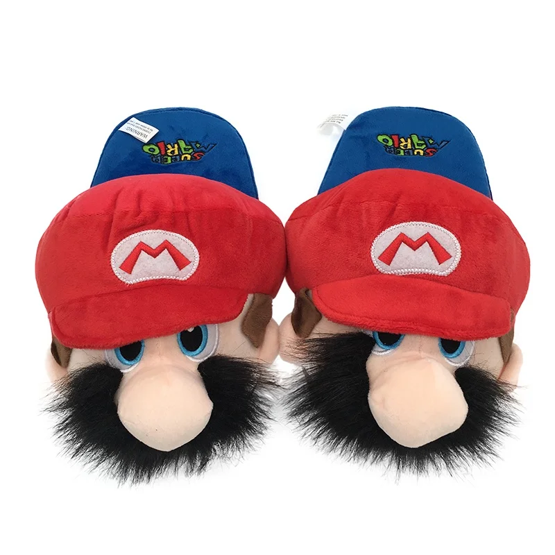 

Super Marie Cute Cartoon Plush Non-slip Home Slippers Indoor House Bedroom Women Male Anime Mario Plush Shoes