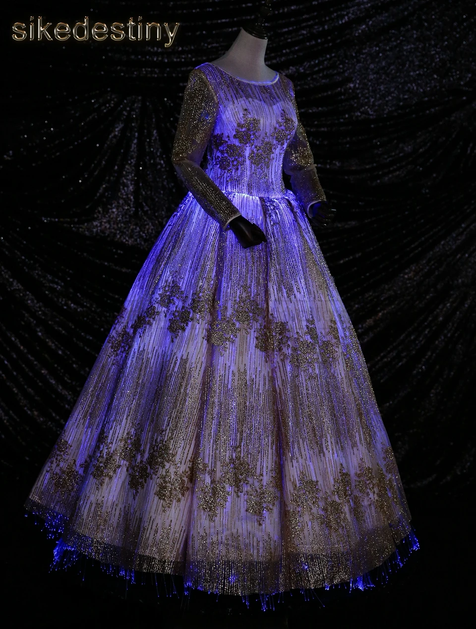 Светящийся волоконно-оптический Свадебный нарядный светящийся в темноте Dreamlike светодиодный Briddal Gown Smart Mobile App Contro светодиодный переменный цвет