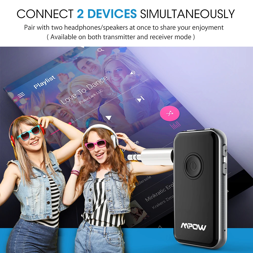 Bluetooth передатчик Mpow BH045 2 в 1 беспроводной динамик 3 5 мм аудиоадаптер для наушников