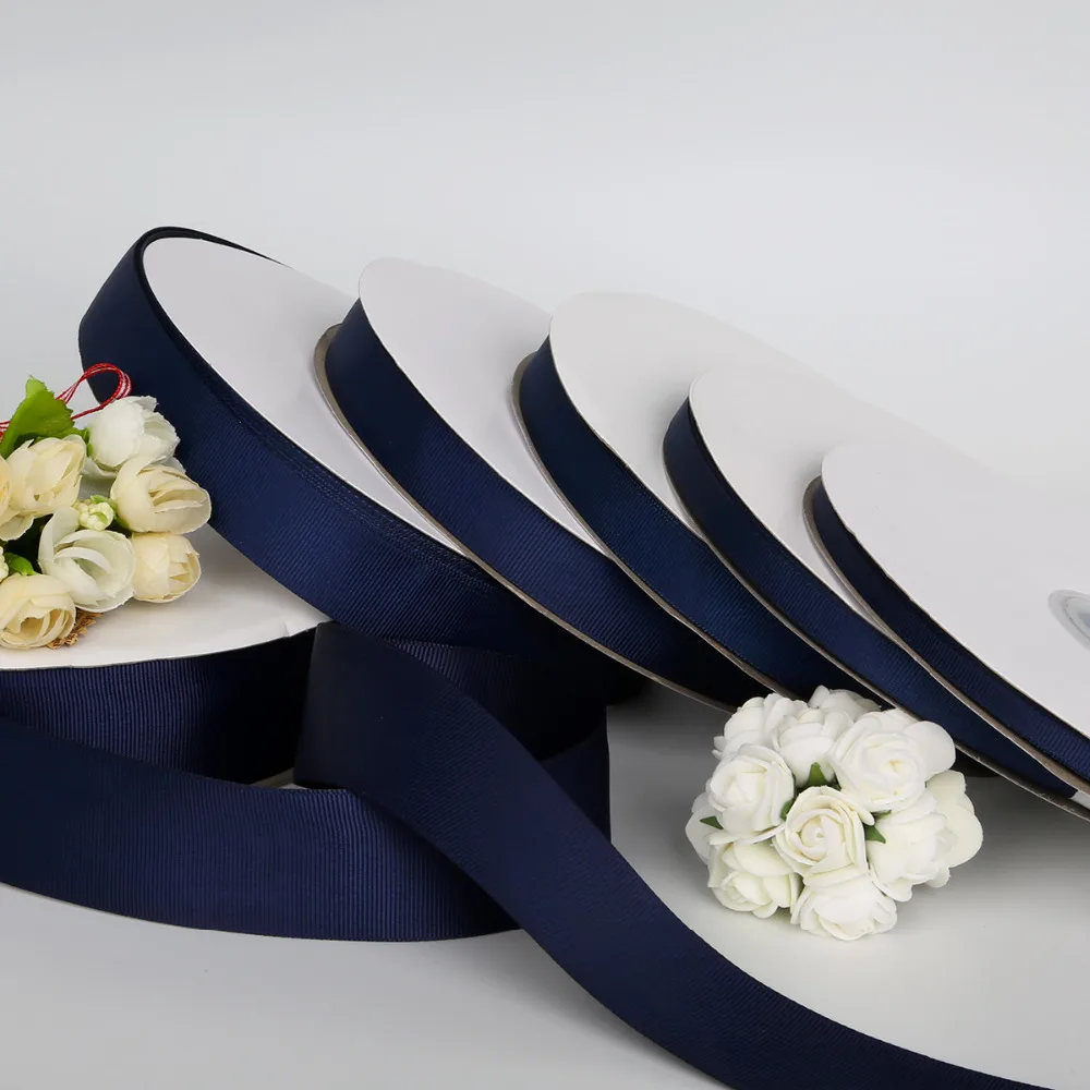 Navy Color Width 7mm/10mm/15mm/20mm/25mm/38mm Grosgrain Ribbon For Wedding Party Decorations