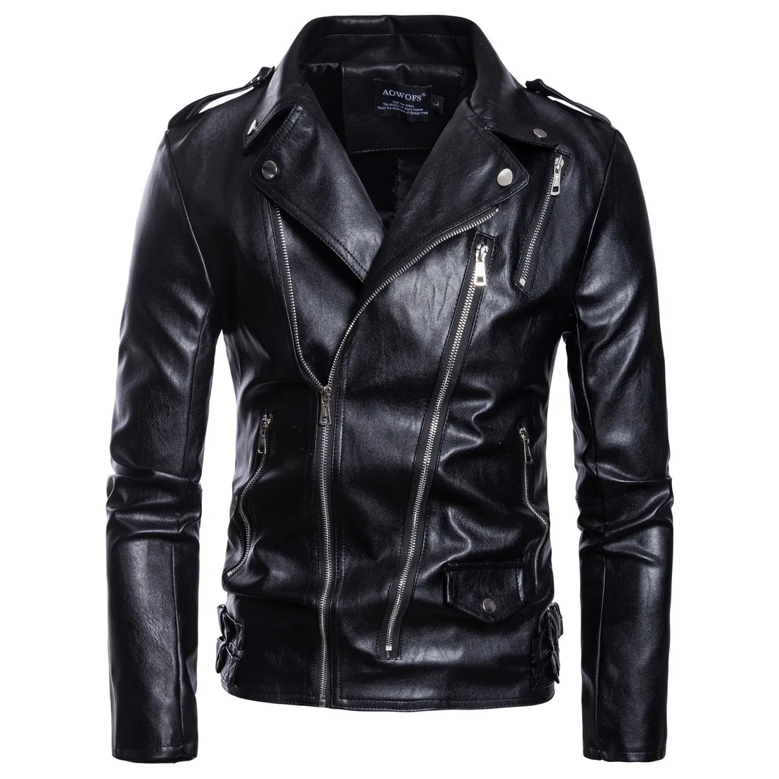 New Autumn Men's PU Leather Jacket Slim Fit Motorcycle Jacket Zipper