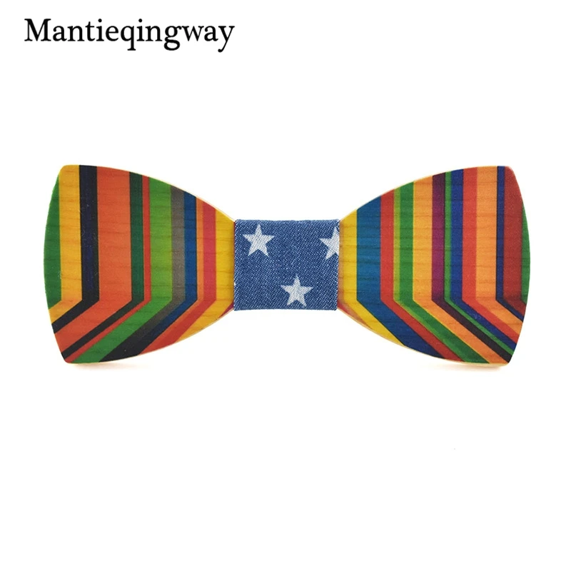 Mantieqingway Высокое качество для взрослых деревянный галстук-бабочка для мужские красочные деревянные бабочкой Bowknots полиэстер Gravatas Тонкий