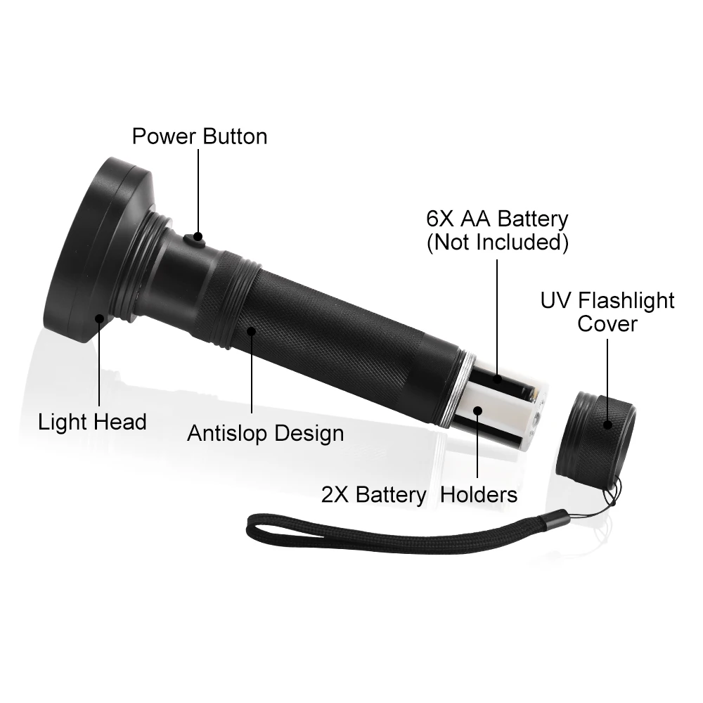 Anjoet High quality UV Light 51LED 21LED 100LED UV Light 395-400nm LED UV Flashlight torch light lamp safety UV detection