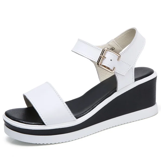 Г., новые женские сандалии белые сандалии на плоской подошве Летняя женская обувь на танкетке Босоножки на платформе с открытым носком женские сандалии-гладиаторы - Цвет: White