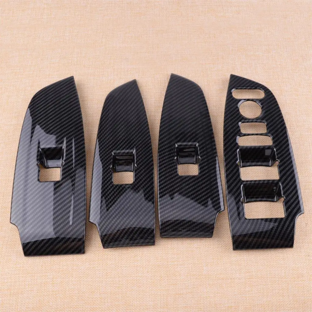 

CITALL 4Pcs/set Car Interior Door Window Lift Regulator Cover Trim Kit Carbon Fiber Texture ABS Fit for Honda Accord 2018