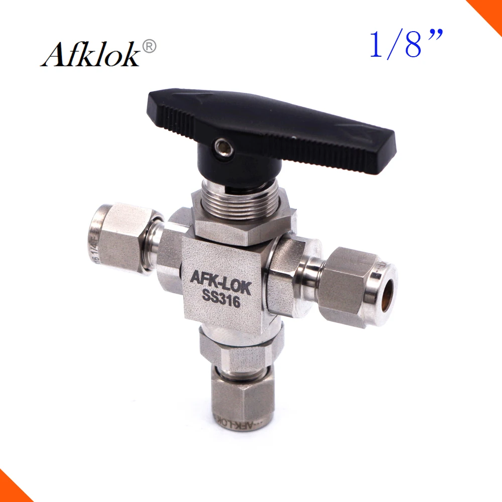Нержавеющая сталь 3 ходовой 3000PSI высокого давления шаровой клапан 1/" OD труба SS316