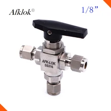 Нержавеющая сталь 3 ходовой 3000PSI высокого давления шаровой клапан 1/" OD труба SS316