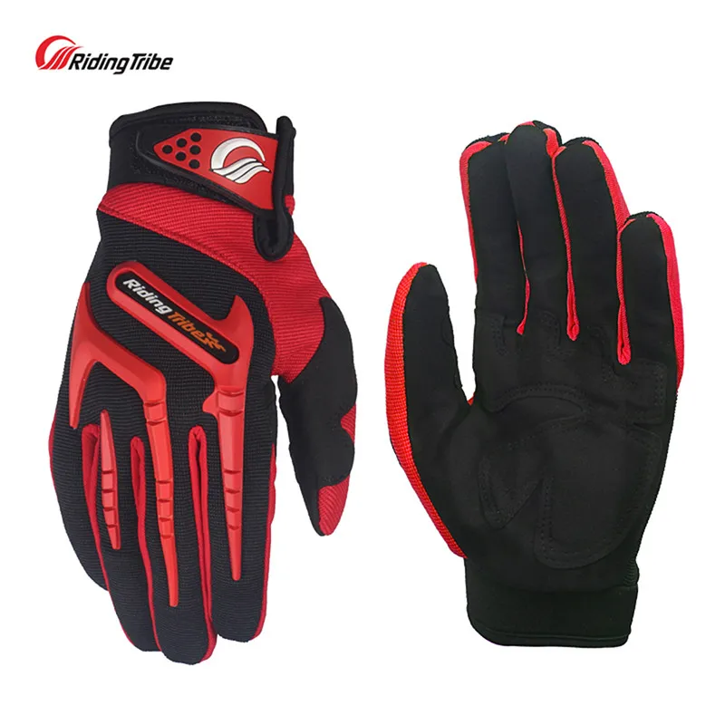 Мотоциклетные перчатки для верховой езды, летние эластичные облегающие защитные модные Нескользящие велосипедные перчатки, сенсорный экран, CE-11 - Цвет: Красный