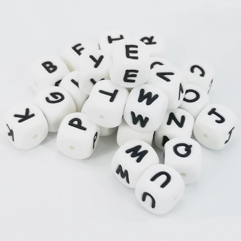 5 шт Силиконовые буквы английского алфавита бусины 12 мм соска цепь бусина буква для имени на браслете ожерелье Прорезыватель игрушка BPA бесплатно
