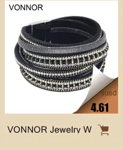 Vonnor Jewelry Витые браслеты для Для женщин женские кожаные Браслеты с красочными Бусины и бисер магнит застежка Браслеты