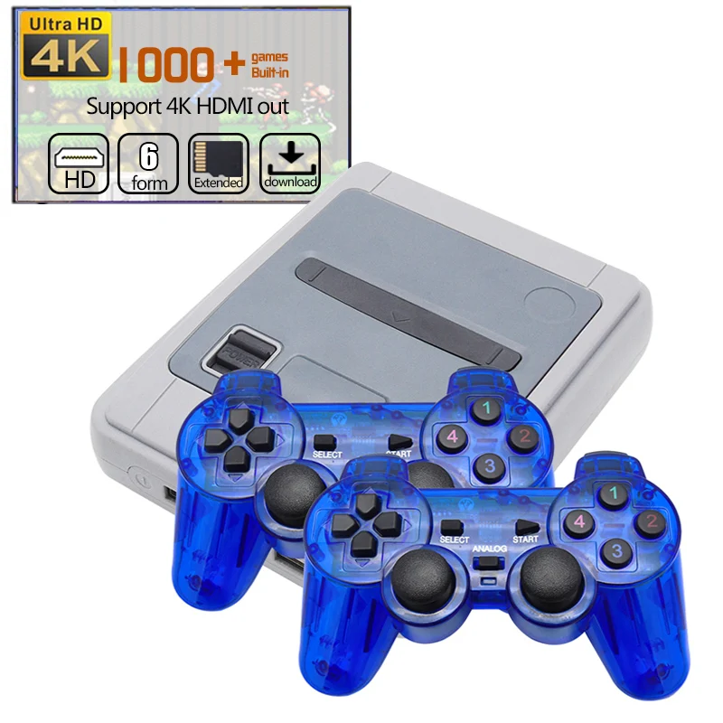 Новый 4K HDMI ТВ Видео игровой плеер консоль Встроенный 1000 + игры Поддержка 64 бит