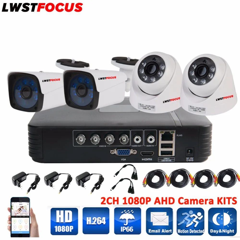 LWSTFOCUS 4CH 1080P HD Video Security System CCTV DVR 1080N 4PCS Weatherproof font b Outdoor b
