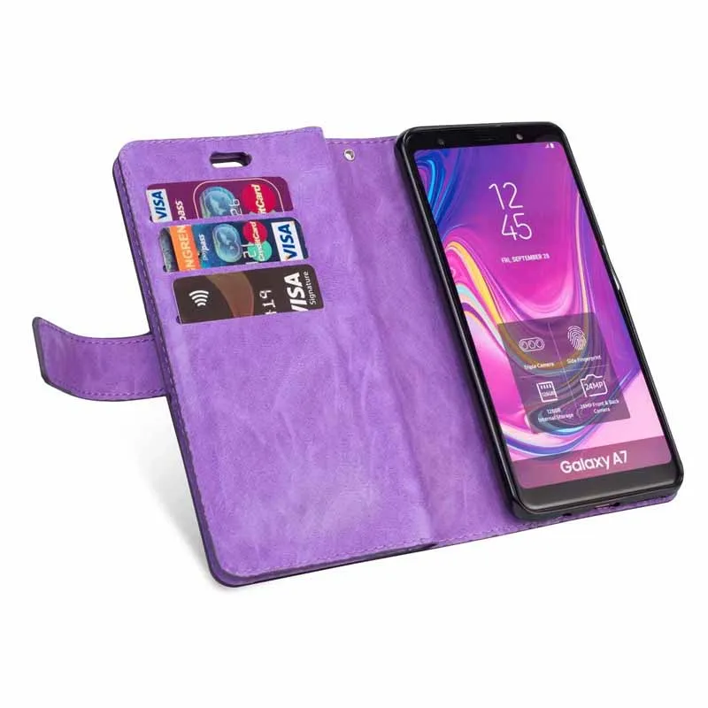 Кошелек на молнии в стиле ретро для Samsung A7 2018 A750 флип чехол с магнитной застежкой и