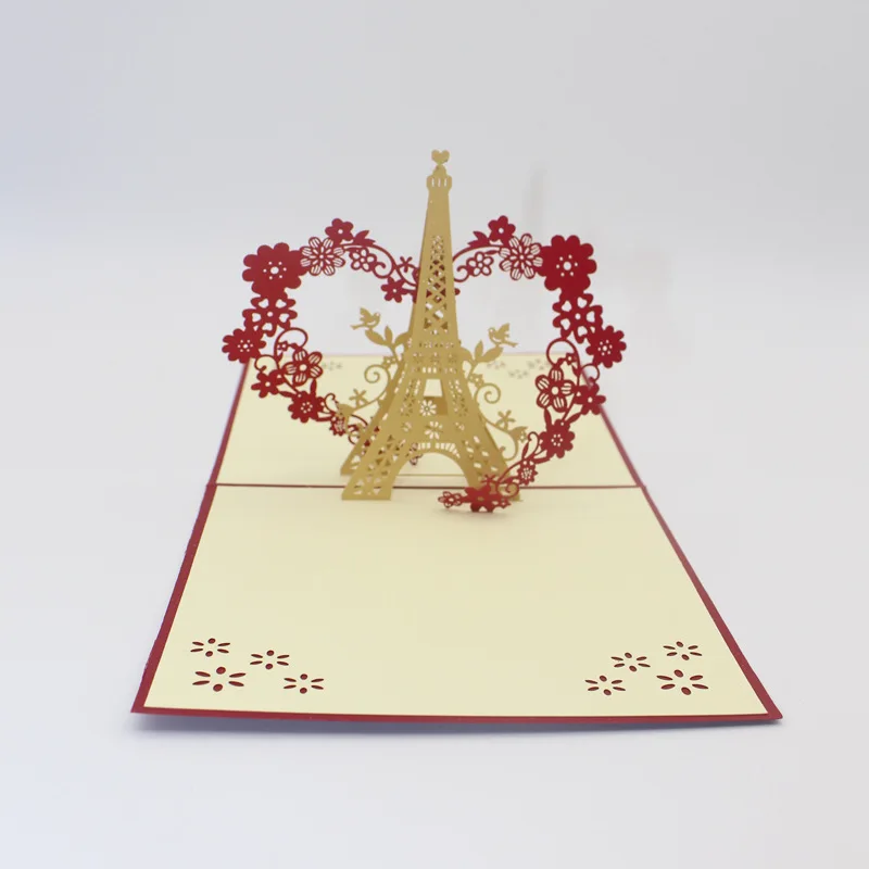 Eiffel Tower 3D Card Valentine's Day Christmas Card Wedding Invitation 