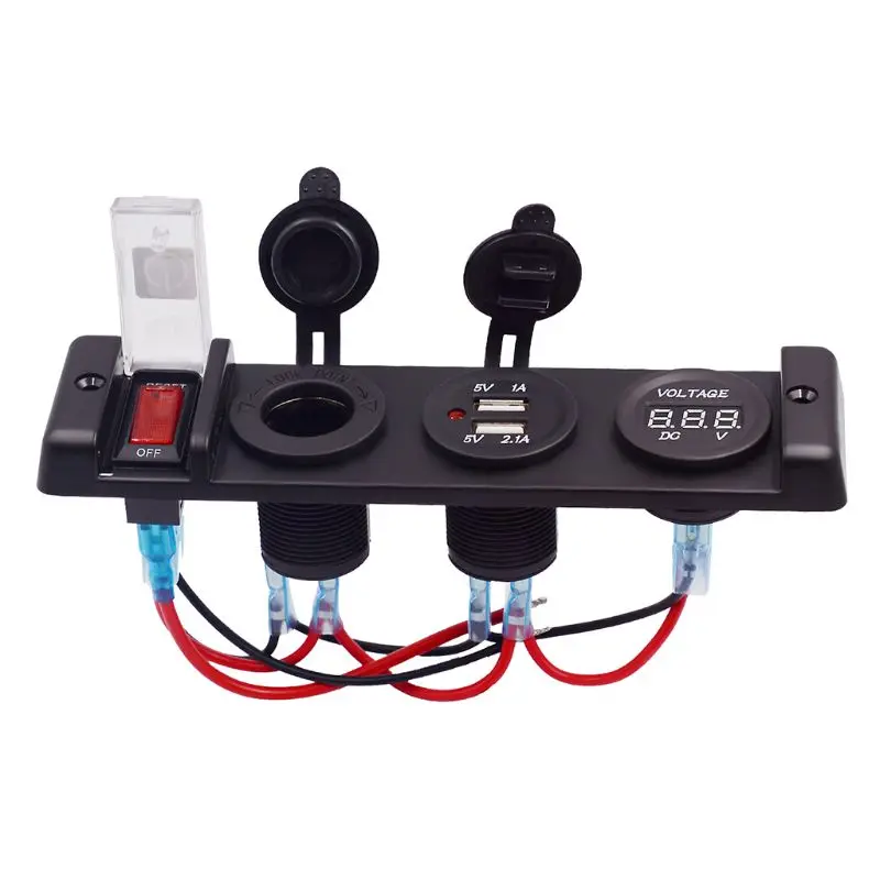 

Waterproof Marine RV Truck Camper Double usb Charger Cigarette Lighting and Electric Seat Switchfor Car Boat