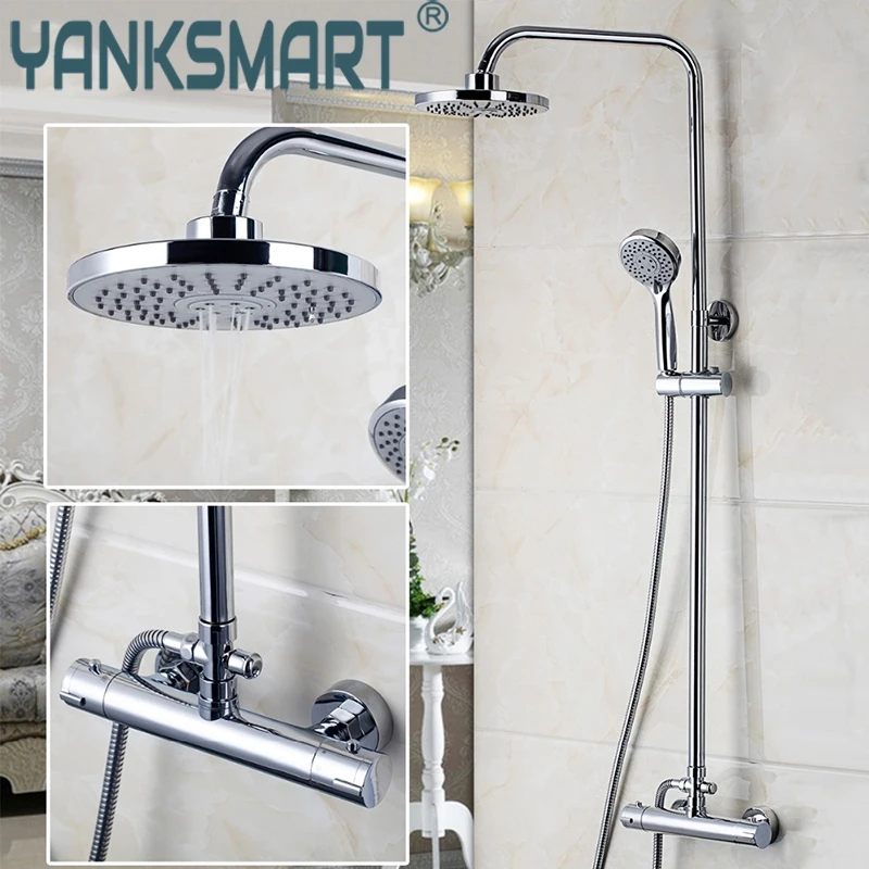 

Bathroom Wall Mounted Plished Chrome Contemporary Bathtub Thermostatic Mixer Valve 53973 Rainfall Handheld Shower Head Sets