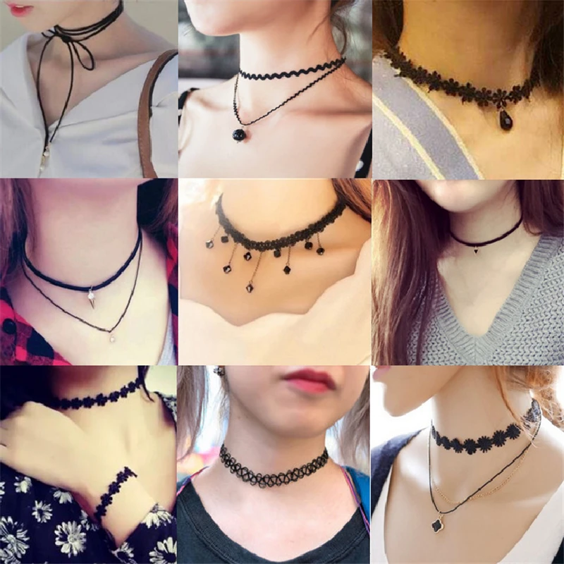 Wholesale-New-Styles-Bijoux-Love-Vintage-Triangle-Geometry-Tattoo-Waterdrop-Clavicle-Choker-Necklace-For-Women-Chain