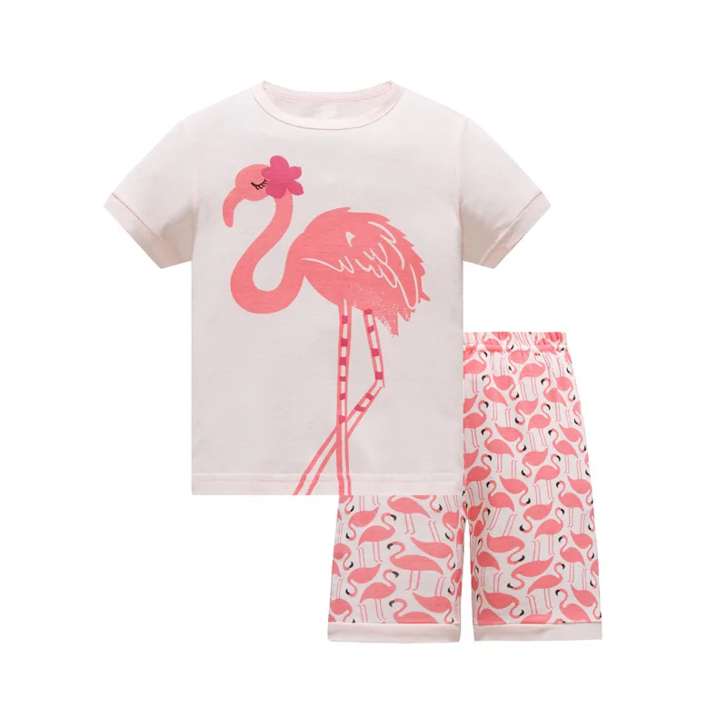 Модные летние комплекты одежды для маленьких девочек детская одежда пижамные костюмы комплекты для сна для малышей хлопчатобумажные рубашки без рукавов+ шорты - Цвет: 18