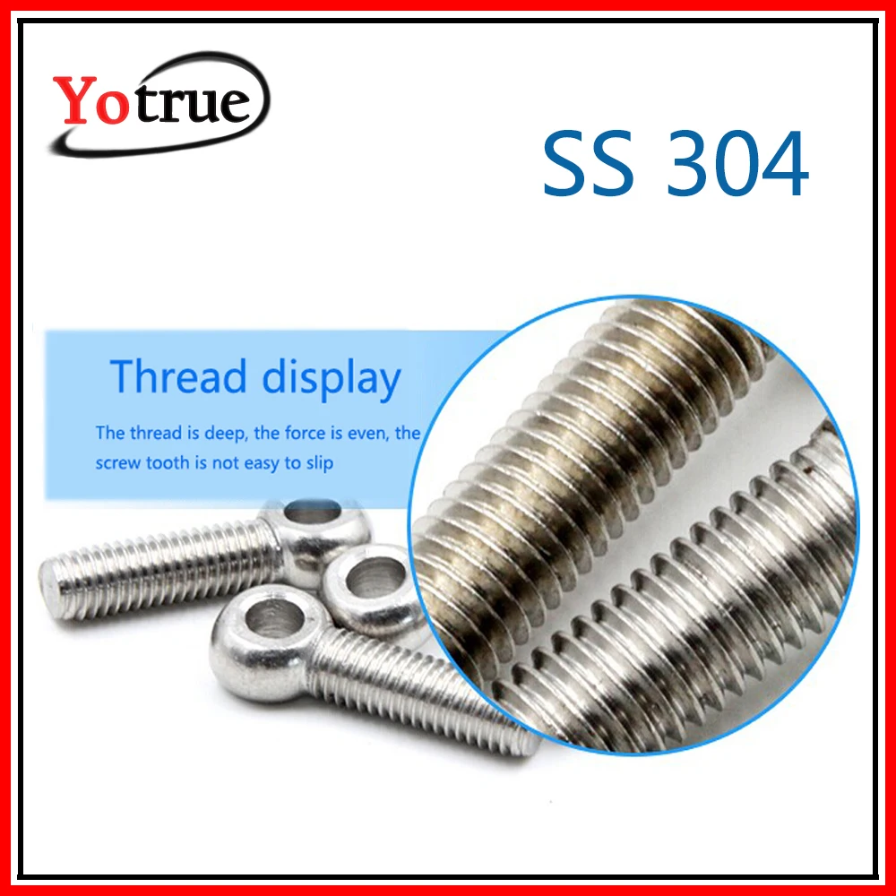 10-20pcs/lot DIN444 Stainless steel eye bolt M5/M6/M8/M10*25/30/35/40/45/50-150 swing bolts screws Movable Joint bolt Ring screw