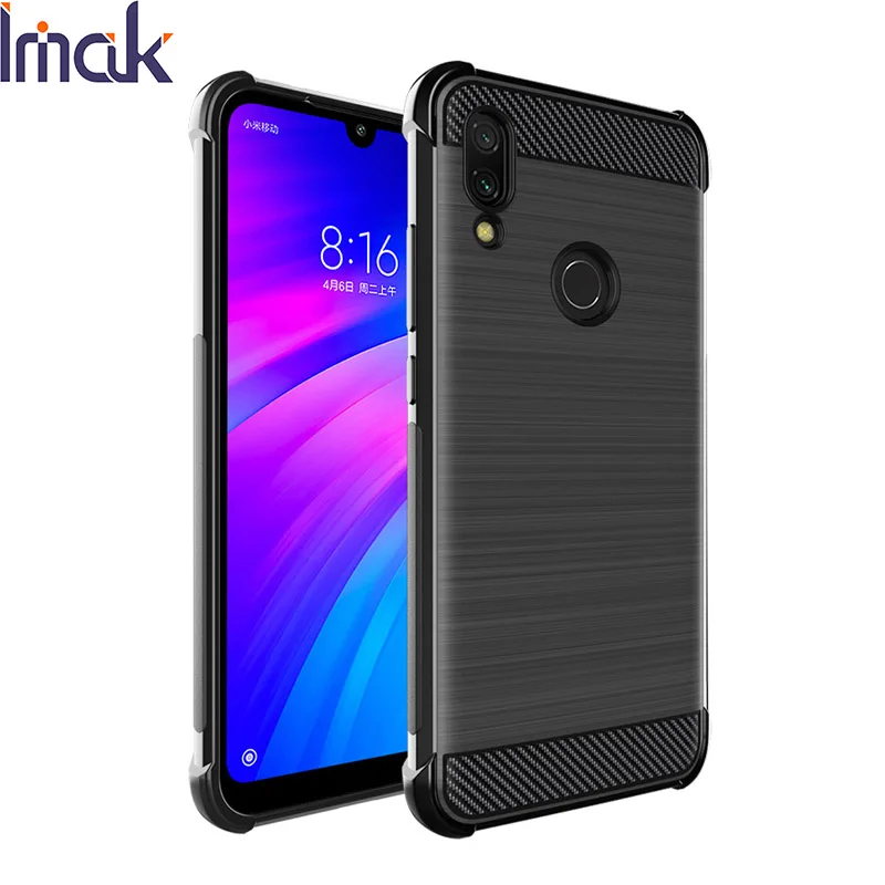 

Imak Carbon fiber Soft Silicone Case for Xiaomi Redmi 7 Shockproof Back Cover For Xiaomi Redmi 7 Xiomi Redmi7 with Airbags Funda