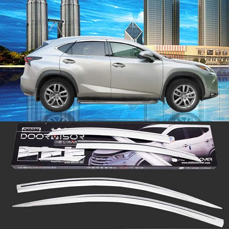 

1 Set Brand New Chrome Side Vent Sun Shade Window Visors Rain Guard Deflectors For Lexus NX 2015-2018