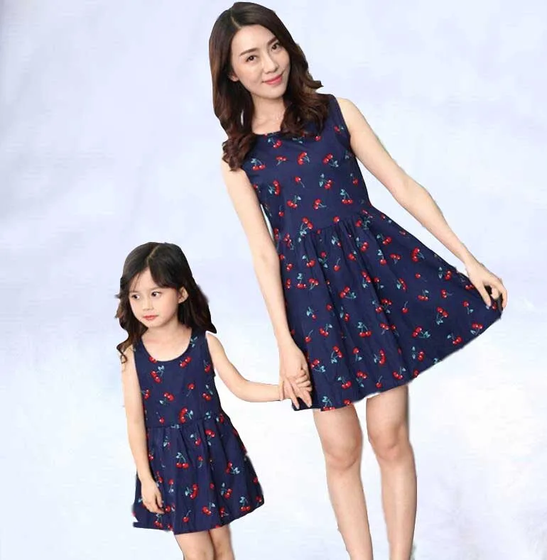 

2019 mother and daughter clotheFashion Family Clothing Cotton Women Girls Dress Mom And Daughter Dresses Family Matching Clothes