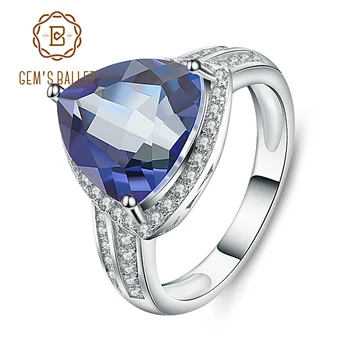 

GEM'S BALLET 5.89Ct Natural Iolite Blue Mystic Quartz Gemstone Engagement Ring 925 Sterling Silver Fine Jewelry for Women