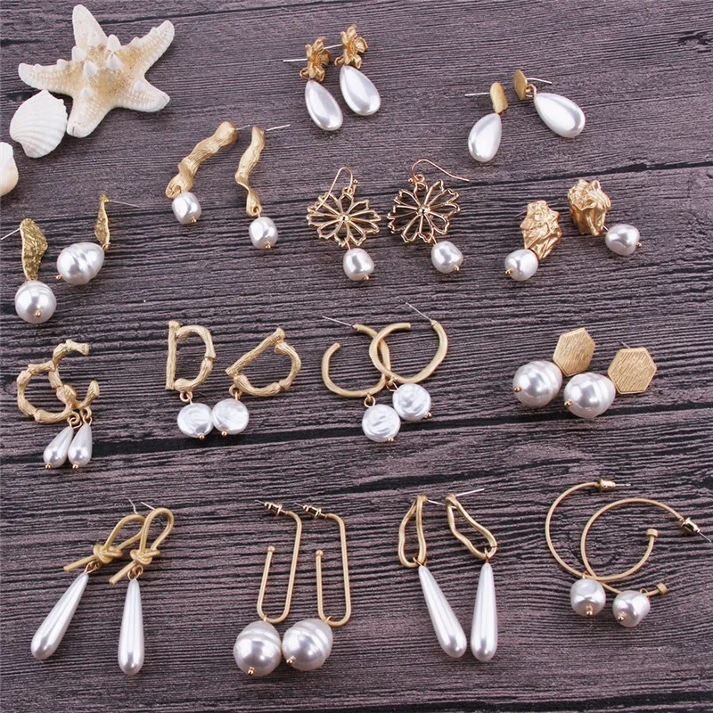 

Special Shape Lovely Girls Dangle Earrings Imitation Pearl pendientes Elegant Wedding Ear Jewelry for Bride ET1000