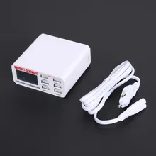 5V 6A 6 USB Port Quick Charger Hub Wall Charging Adapter Station LCD Display AC to DC USB Charger for Phone Mp3 Tablet EU Plug