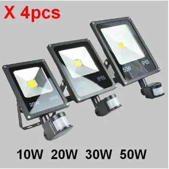 (4pcs/lot)85-265V 10W 20W 30W 50W 70W 100W PIR LED Floodlight with Motion detective Sensor Outdoor LED Flood light Lamp led spot (4pcs/lot)85-265V 10W 20W 30W 50W 70W 100W PIR LED Floodlight with Motion detective Sensor Outdoor LED Flood light Lamp led spot