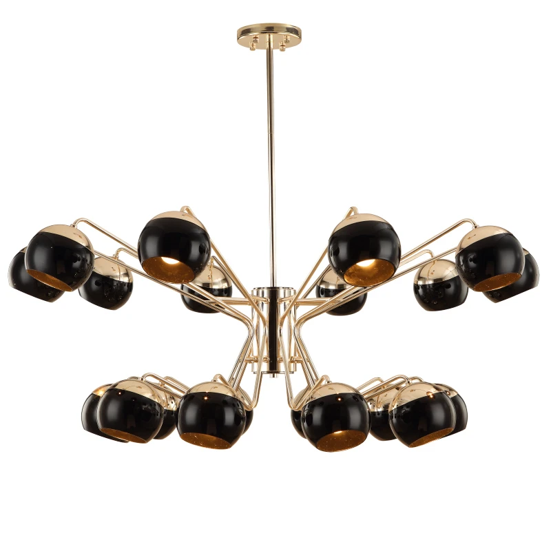 

Nordic creative 16 head led chandelier light Bjornled black modern iron body Hanging lamp villa E27 lamp pure white 6000K AC220V