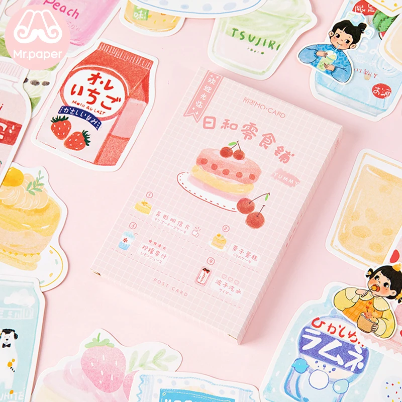 Mr. paper 30 шт./кор. в японском стиле нерегулярная открытка Kawaii Молочный Сок закуски s