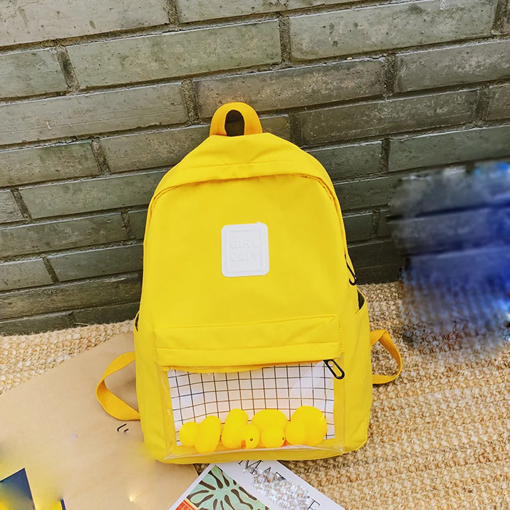 Little yellow duck Female School Bags Female Large Capacity Student Backpack Canvas Solid Color Campus Backpacks Ladies