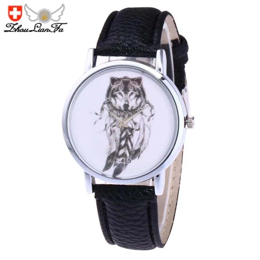 

Fashion Business Mens Unisex Watch Wolf Pattern Casual Leather Strap Reloj Hombre 2017 Quartz Wrist Watch Relogio Masculino