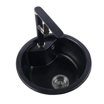 

A1 Round washbasin set kitchen vanity sink single trough granite coun tertop balcony pool step LU4278