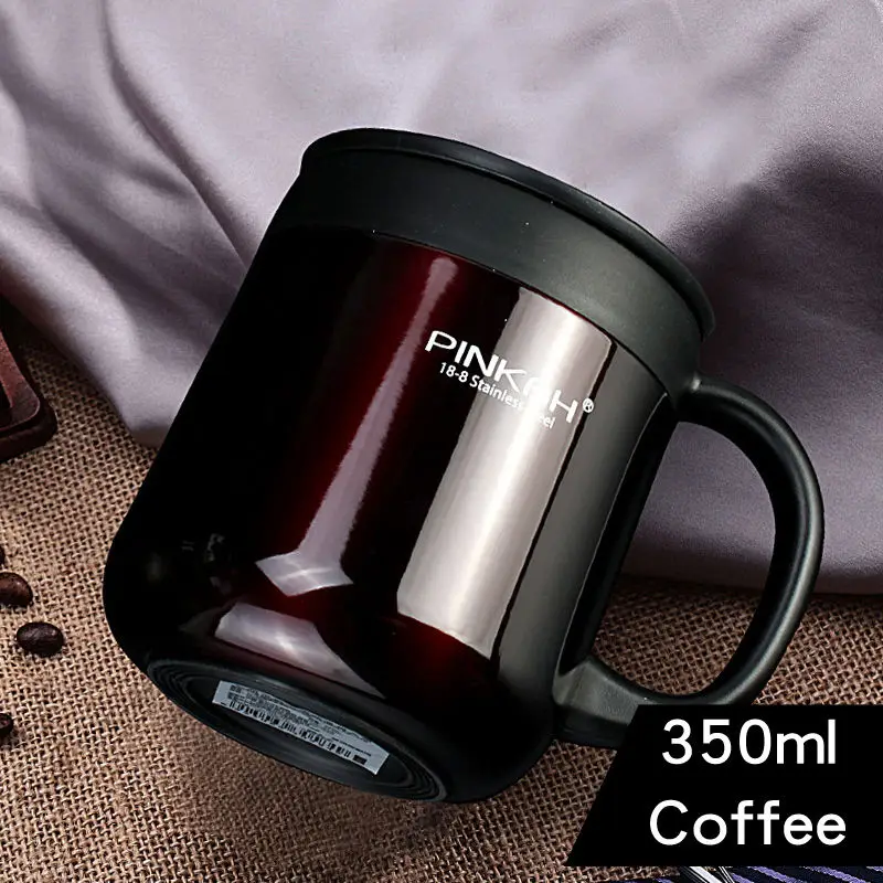 Coffee-360ml Термос Pinkah, кофейная кружка, чашка с крышкой, 304 нержавеющая сталь, Термокружка, изолированная вакуумная Термокружка, вакуумная Термокружка, Термокружка, колба - Цвет: Coffee-360ml