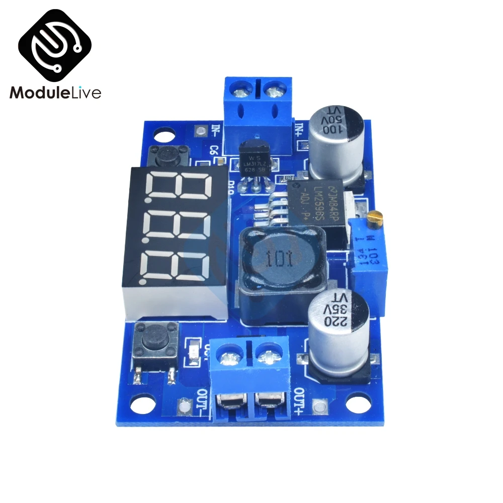 DC-DC Buck Step Down Module LM2596 DC/DC 4.0~40V to 1.25-37V Adjustable Voltage Regulator With LED Voltmeter