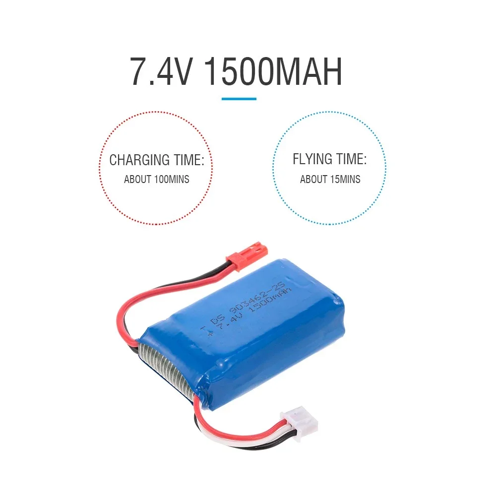 

7.4V 1500mAh Lipo battery rechargeable drone battery for Dongmingtuo X8 Wifi FPV RC Camera Drone Quadcopter