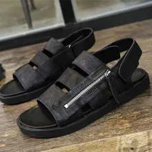 Новые летние мужские сандалии с открытым носком на липучке, пляжные римские сандалии из нубука, дышащие мужские сандалии по индивидуальному заказу