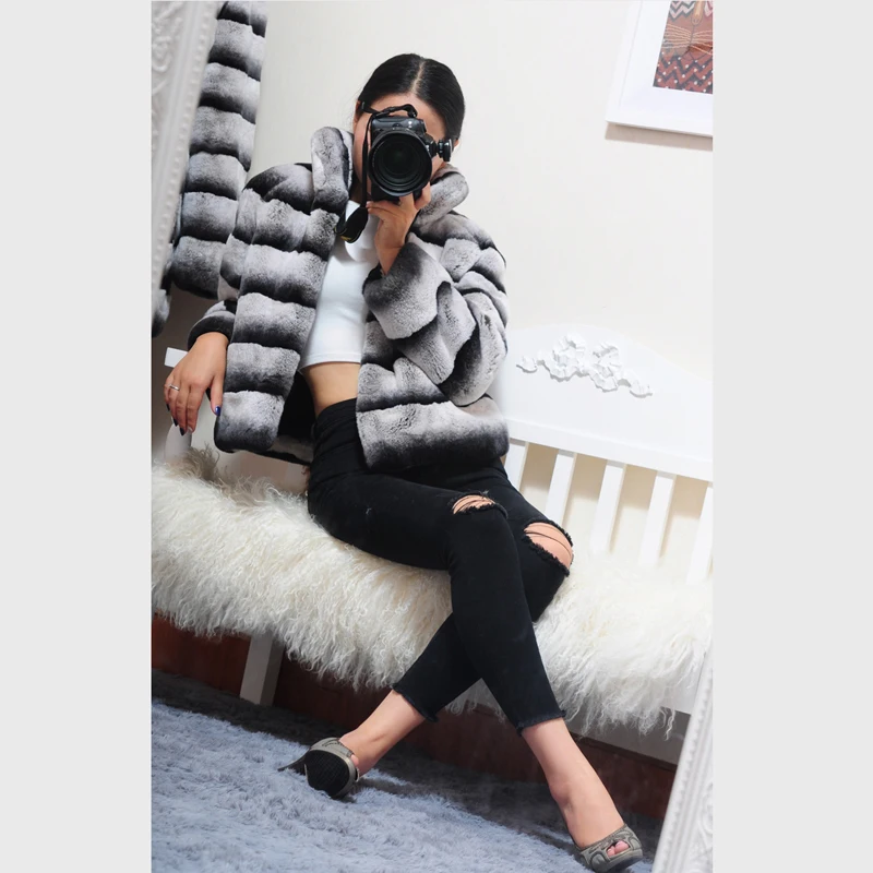 D'hiver Réel Naturel Manteau Mode Mince De Dames Complet Chaud Femmes Rex 2018 Pelt Manteaux Nouvelles Lapin Fourrure wqHUxPg