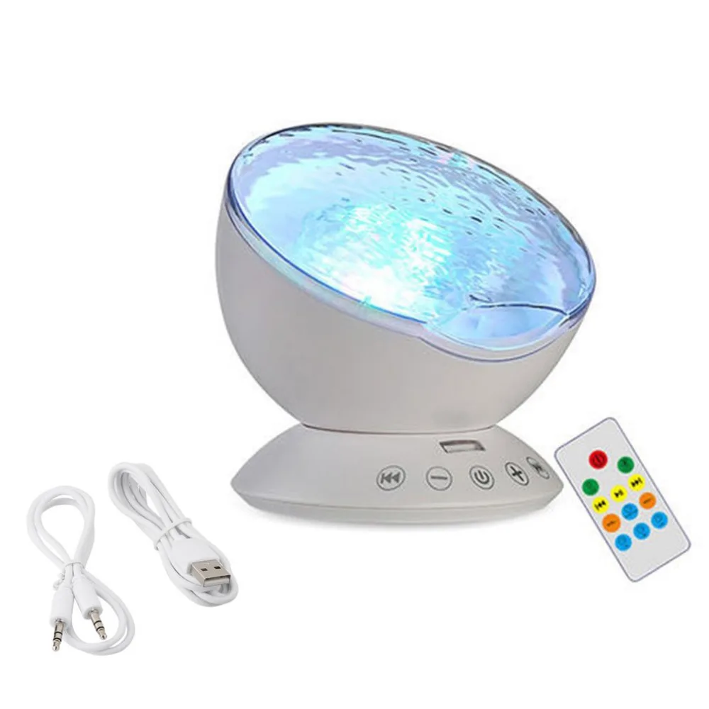 

Ocean Light Night Light Audio Cable 7 Colors Ocean Wave Starry Sky LED Projector Novelty RC Lamp Illusion Light For BabyChildren