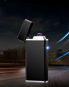 

Metal Windproof Electronic Lighter Double Arc Usb Charging Electric Plasma Pulse for Smke Pipe Cigarette Cigar Hookah Shisha