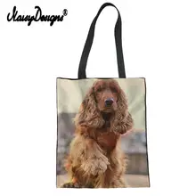 Новая сумка для отдыха, многоразовые сумки через плечо, Холщовая Сумка для покупок для женщин, Студенческая, американская, кокер, спаниель, собаки, женская, на заказ, сумка-тоут