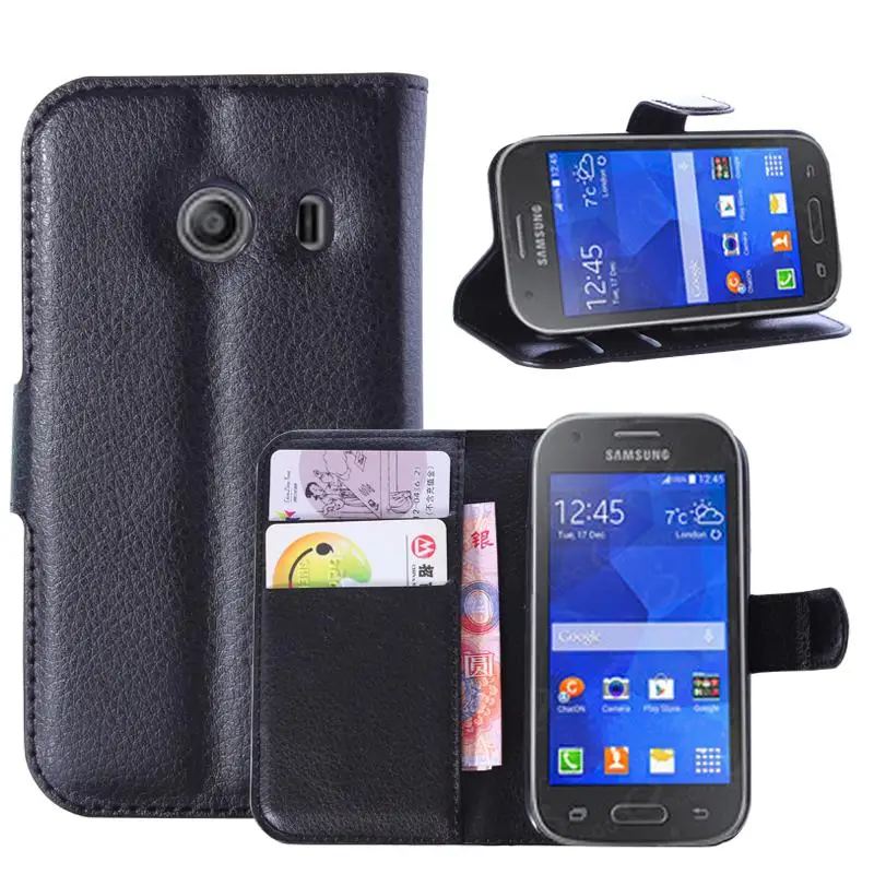 

for Samsung Galaxy Ace Style G310 Case Wallet Card Stent Cases Lichee Pattern Flip Leather Case Protect Cover Black SM 310