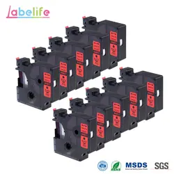 Labelife 10 упак. 43617 черный на Red Label лента для Dymo маркировки машины LM500TS LM-450 LM-PC LM-PNP LM-210D LM-160 LM-150