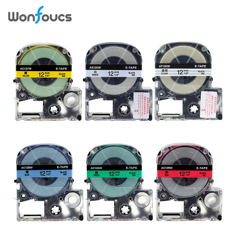 6 упаковок совместимых лент для этикеток Epson Kimji ST12KW SS12KW LC-4WBN LabelWorks LW400 SC12RW